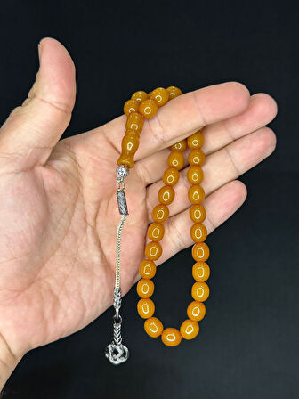 4 ADET ÇUBUK KEHRİBAR TESBİH SARI RENK KAPSÜL KESİM T-513-4