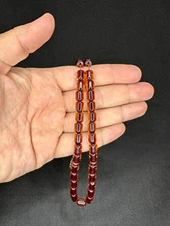 ÇUBUK KEHRİBAR TESBİH BAL RENK KAPSÜL KESİM  9MM X 7MM T-528