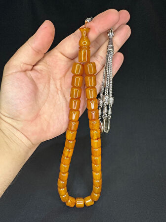 ÇUBUK KEHRİBAR TESBİH SARI RENK TEKERLEK KESİM KELLE BOY T-556