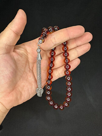 TOZ KEHRİBAR TESBİH BAL RENKLİ KÜRE KESİM 11MM T-581