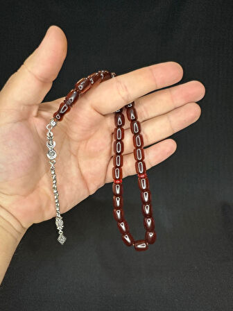TOZ KEHRİBAR TESBİH KAHVERENGİ RENKLİ KAPSÜL KESİM 10,5MMX8,5 T-587