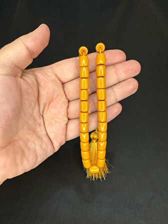 SIKMA KEHRİBAR TESBİH KOYU SARI RENKLİ KAPSÜL KESİM 10,5MMX9MM T-610