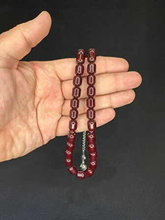 ÇUBUK KEHRİBAR TESBİH KOYU KAHVERENGİ RENK KAPSÜL KESİM 11MMX9MM T-624