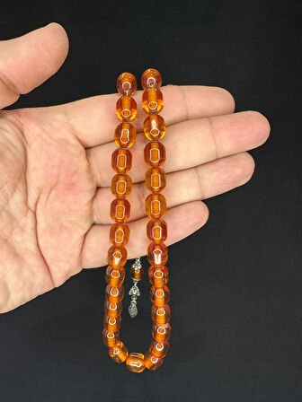 TOZ KEHRİBAR TESBİH BAL RENKLİ KAPSÜL KESİM 11MMX9MM T-625