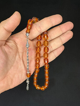 TOZ KEHRİBAR TESBİH BAL RENKLİ KAPSÜL KESİM 11MMX9MM T-625