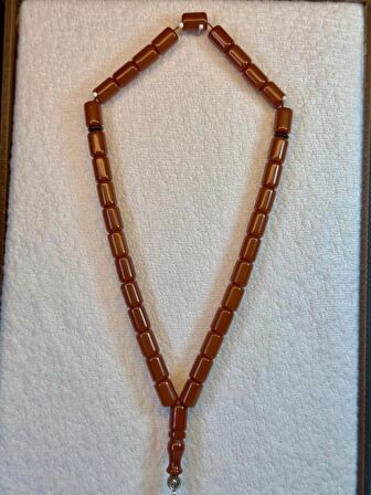 Çubuk Kehribar Tesbih Bal Renkli Kapsül Kesim T-63