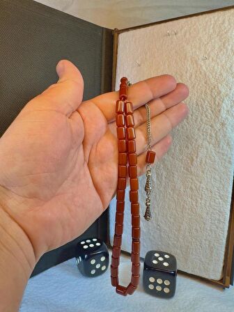 Çubuk Kehribar Tesbih Bal Renkli Kapsül Kesim T-63