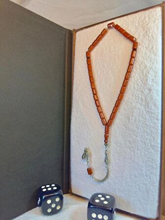 Çubuk Kehribar Tesbih Bal Renkli Kapsül Kesim T-63