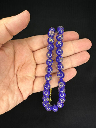 ALTIN VARAKLI UÇAK CAMI TESBİH KÜRE KESİM 10MM MOR RENKLİ T-687