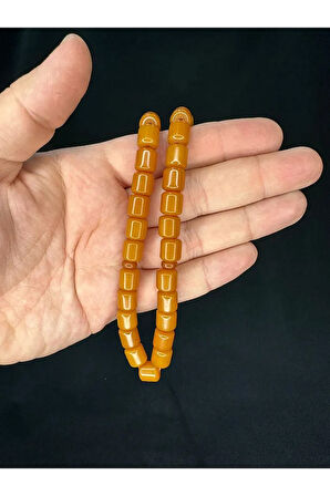 TOZ KEHRİBAR TESBİH KOYU SARI KAPSÜL KESİM 8MMX9MM T-694