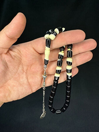 SİYAH BİLARDO TOPU BENZETME TOZ KEHRİBAR TESBİH KAPSÜL KESİM 12X8MM T-704