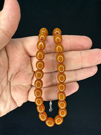 ÇUBUK KEHRİBAR TESBİH AÇIK KAHVE RENKLİ KAPSÜL KESİM 10MMX9MM T-745