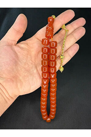 SIKMA ÇUBUK KEHRİBAR TESBİH TEKER KESİM KAHVERENGİ 10MMX13MM T-774