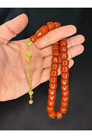 SIKMA ÇUBUK KEHRİBAR TESBİH TEKER KESİM KAHVERENGİ 10MMX13MM T-774