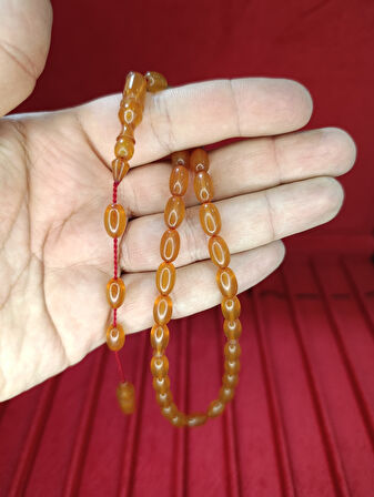 SIKMA KEHRİBAR TESBİH BEYZİ KESİM SARI RENK 10,5MMX6,5MM T-815