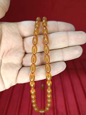 SIKMA KEHRİBAR TESBİH BEYZİ KESİM SARI RENK 10,5MMX6,5MM T-815