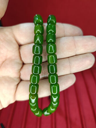 ÇUBUK KEHRİBAR TESBİH KAPSÜL KESİM YEŞİL RENK 9MM T-817