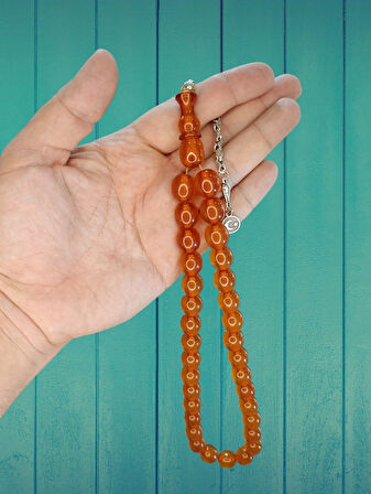 SIKMA KEHRİBAR TESBİH BAL RENK KÜRE KESİM 12.5MMX14MM T-825