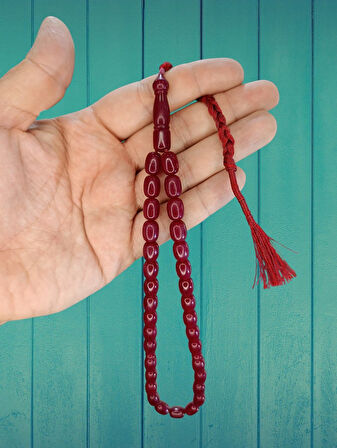 SIKMA KEHRİBAR TESBİH BORDO RENK KAPSÜL KESİM T-826