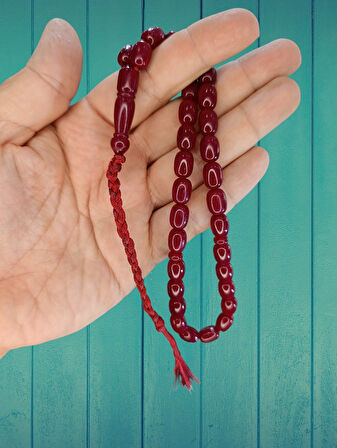 SIKMA KEHRİBAR TESBİH BORDO RENK KAPSÜL KESİM T-826