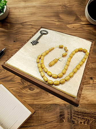 SIKMA KEHRİBAR TESBİH KAPSÜL KESİM SARI RENK ÖMER ALTUN USTA İŞİ BABALAR GÜNÜ SEVGİLİYE HEDİYE T-860