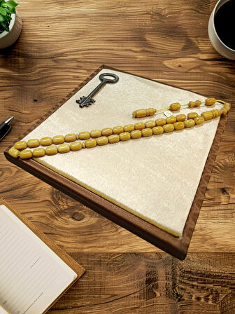 SIKMA KEHRİBAR TESBİH KAPSÜL KESİM SARI RENK ÖMER ALTUN USTA İŞİ BABALAR GÜNÜ SEVGİLİYE HEDİYE T-860