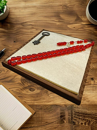 ATEŞ KEHRİBAR TESBİH KAPSÜL KESİM KIRMIZI RENK ÖMER ALTUN USTA İŞİ BABALAR GÜNÜ SEVGİLİYE HEDİYE T-861