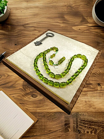 ATEŞ KEHRİBAR TESBİH KAPSÜL KESİM YEŞİL RENK ÖMER ALTUN USTA İŞİ BABALAR GÜNÜ SEVGİLİYE HEDİYE T-865