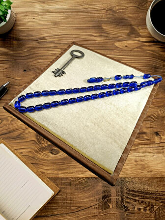 ATEŞ KEHRİBAR TESBİH KAPSÜL KESİM LACİVERT RENK ÖMER ALTUN USTA İŞİ BABALAR GÜNÜ SEVGİLİYE HEDİYE T-867