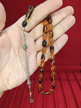 ATEŞ KEHRİBAR TESBİH KAPSÜL KESİM KARIŞIK RENKLİ T-870