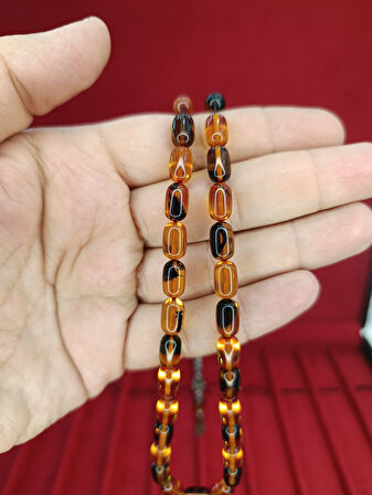 ATEŞ KEHRİBAR TESBİH KAPSÜL KESİM KARIŞIK RENKLİ T-870