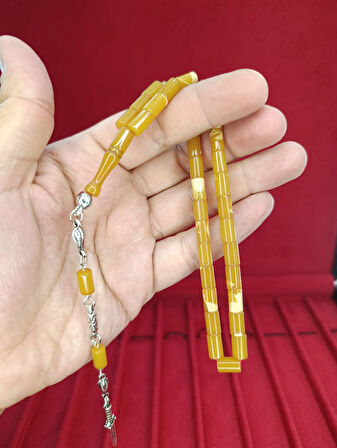SIKMA KEHRİBAR TESBİH KESME KESİM SARI RENKLİ T-872