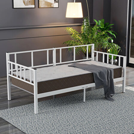 Daybed, Doruk,  Metal Karyola, Sedir Karyola, 100X200 cm, Beyaz Renk