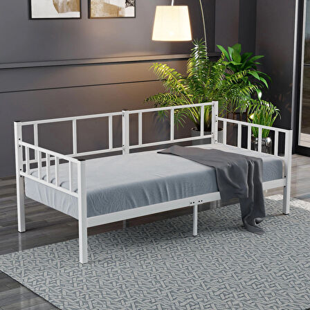 Daybed, Doruk, Metal Karyola, Sedir Karyola, 90X190 cm, Beyaz Renk