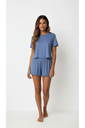 T-Shirt Şort Örme Pijama Takımı