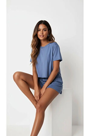 T-Shirt Şort Örme Pijama Takımı