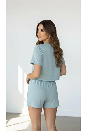 T-Shirt Şort Örme Pijama Takımı