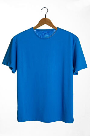 Unisex Kırmızı Bisiklet Yaka Basic Oversize T-shirt