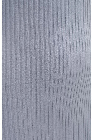 Kadın Şardonlu Likralı Fitilli Bisiklet Yaka Uzun Kalem Elbise