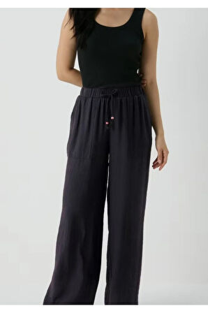 Cep Detaylı Viskon Pantolon