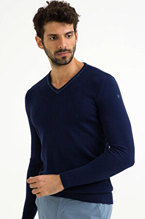 Erkek Lacivert Slim Fit Triko Kazak G021GL0TK.000.674259