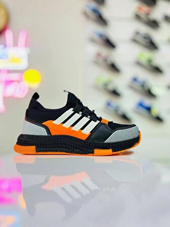 Unisex,Fileli, Yazlık, Yürüyüş, Koşu, Rahat, Sneaker,Siyah Oranj Renkli Spor Ayakkabı