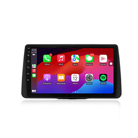 Fiat Egea Araç Multimedya Android Ekran Carplay Navigasyon Double Teyp 2+32 9" 20-22 Black BLUEWAY