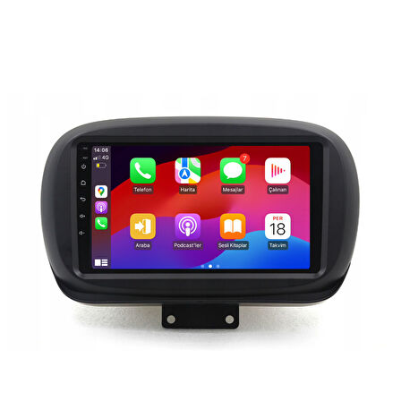 Fiat 500X Araç Multimedya Android Ekran Carplay Navigasyon Double Teyp 2+32 9" 15-21 Black CADENCE
