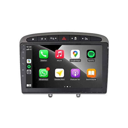 Peugeot 308-408 Araç Multimedya Android Ekran Carplay Navigasyon Double Teyp 2+32 9" 08-13 Gri CADENCE
