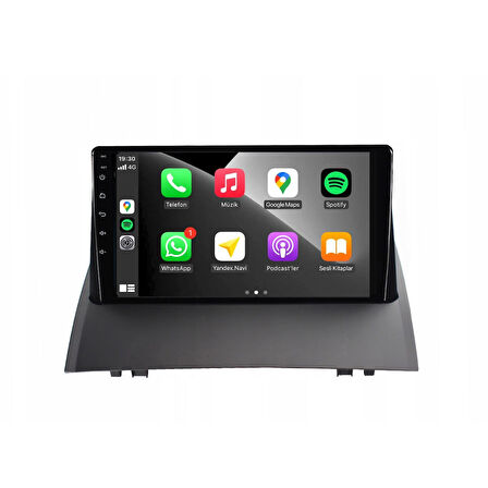Renault Megane 2 Araç Multimedya Android Ekran Carplay Double Teyp 2+32 9" 04-08 Black CADENCE