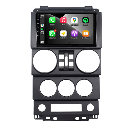 Jeep Wrangler Araç Multimedya Android Ekran Carplay Navigasyon Double Teyp 4+64 9" 07-10 Black CADENCE