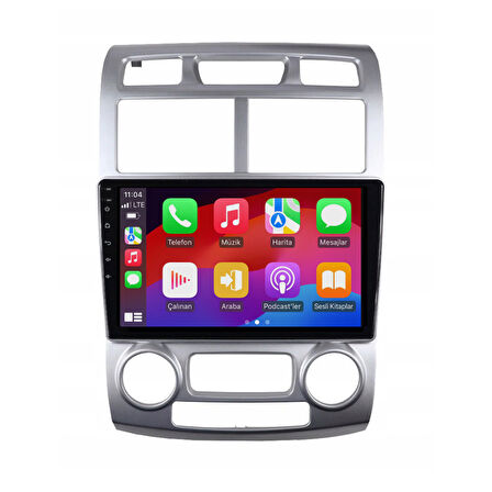 Kia Sportage Araç Multimedya Android Ekran Carplay Double Teyp 4+64 9" 05-09 Silver CADENCE Std