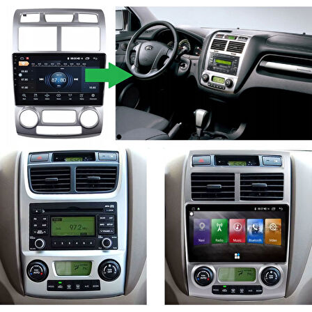 Kia Sportage Araç Multimedya Android Ekran Carplay Double Teyp 4+64 9" 05-09 Silver CADENCE Std