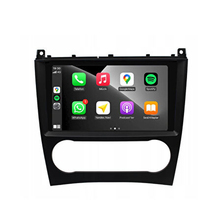 Mercedes C Class W203 Araç Multimedya Android Ekran Carplay Double Teyp 4+64 9" 04-07 Black CADENCE